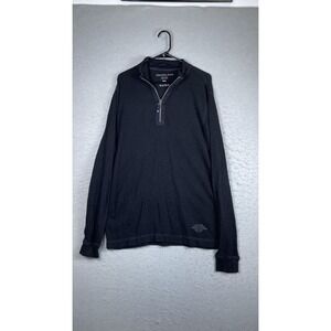 Calvin Klein Jeans Sweater Mens XL Black Quarter Zip Mock Neck Waffle Thermal